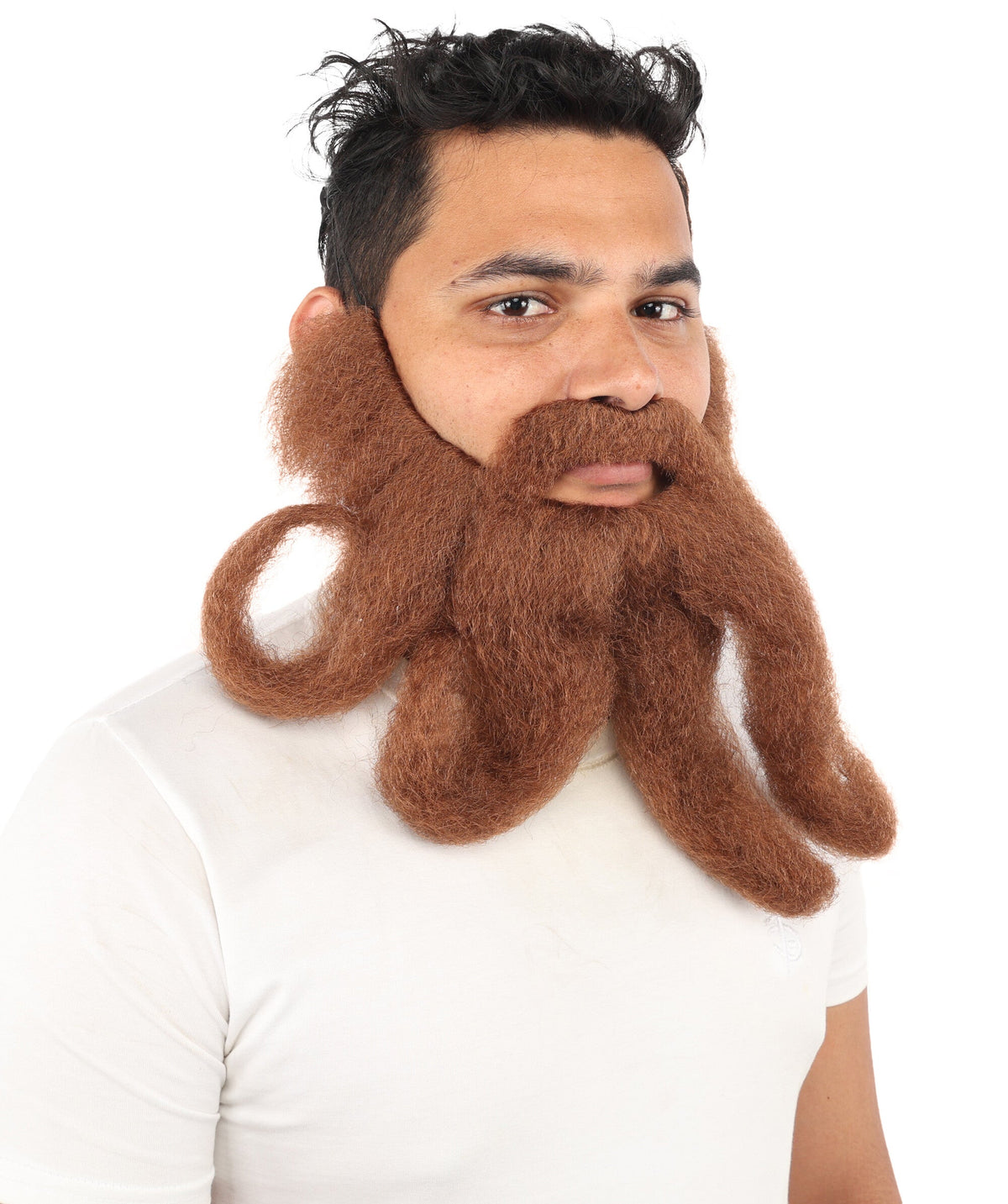 Adult Men's Twin Drop Curl Mustache Beard | Long Forked Volume | Stage Shows, Costume Events, Drag, Cosplay And Halloween