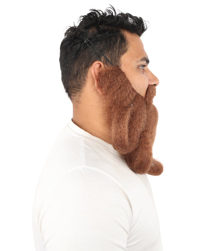 Adult Men's Twin Drop Curl Mustache Beard | Long Forked Volume | Stage Shows, Costume Events, Drag, Cosplay And Halloween