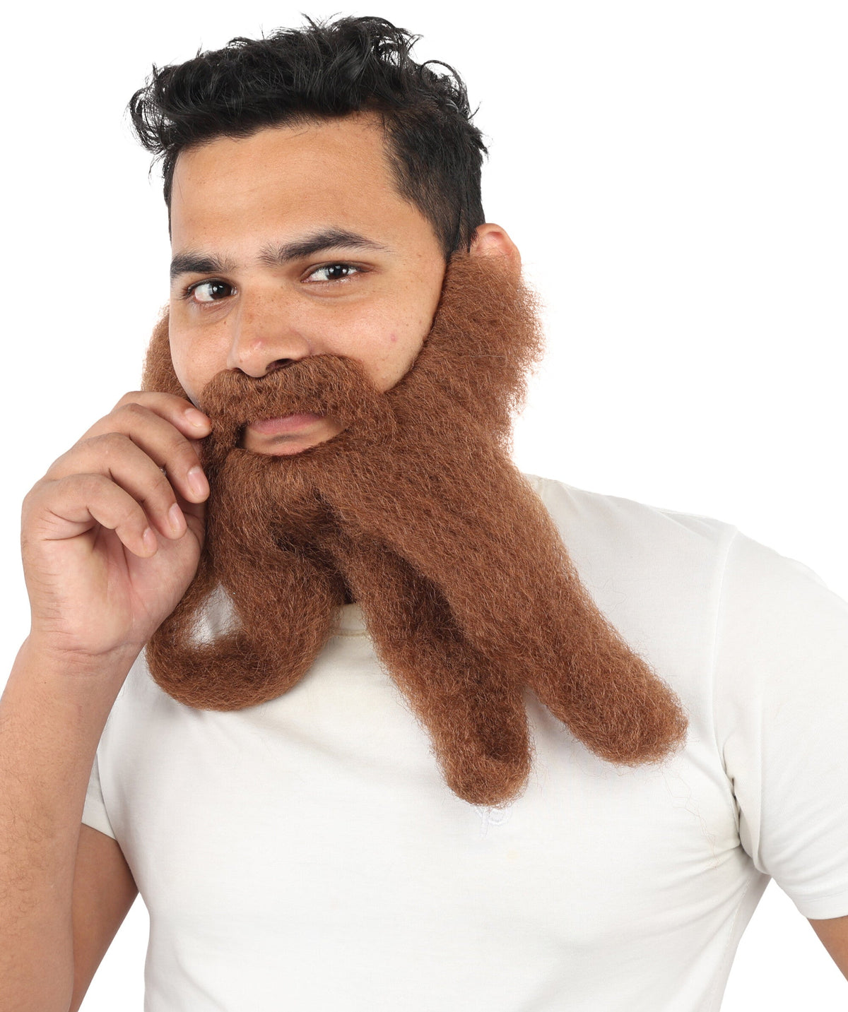 Adult Men's Twin Drop Curl Mustache Beard | Long Forked Volume | Stage Shows, Costume Events, Drag, Cosplay And Halloween