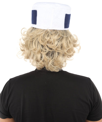 Anime-Inspired Blonde & Grey Mixed Wig with Sideburns | Synthetic Fiber Costume Accessory | Ideal for Halloween Cosplay and Themed Event!