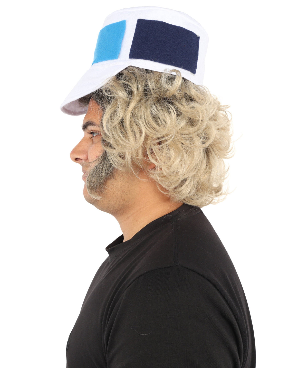 Anime-Inspired Blonde & Grey Mixed Wig with Sideburns | Synthetic Fiber Costume Accessory | Ideal for Halloween Cosplay and Themed Event!