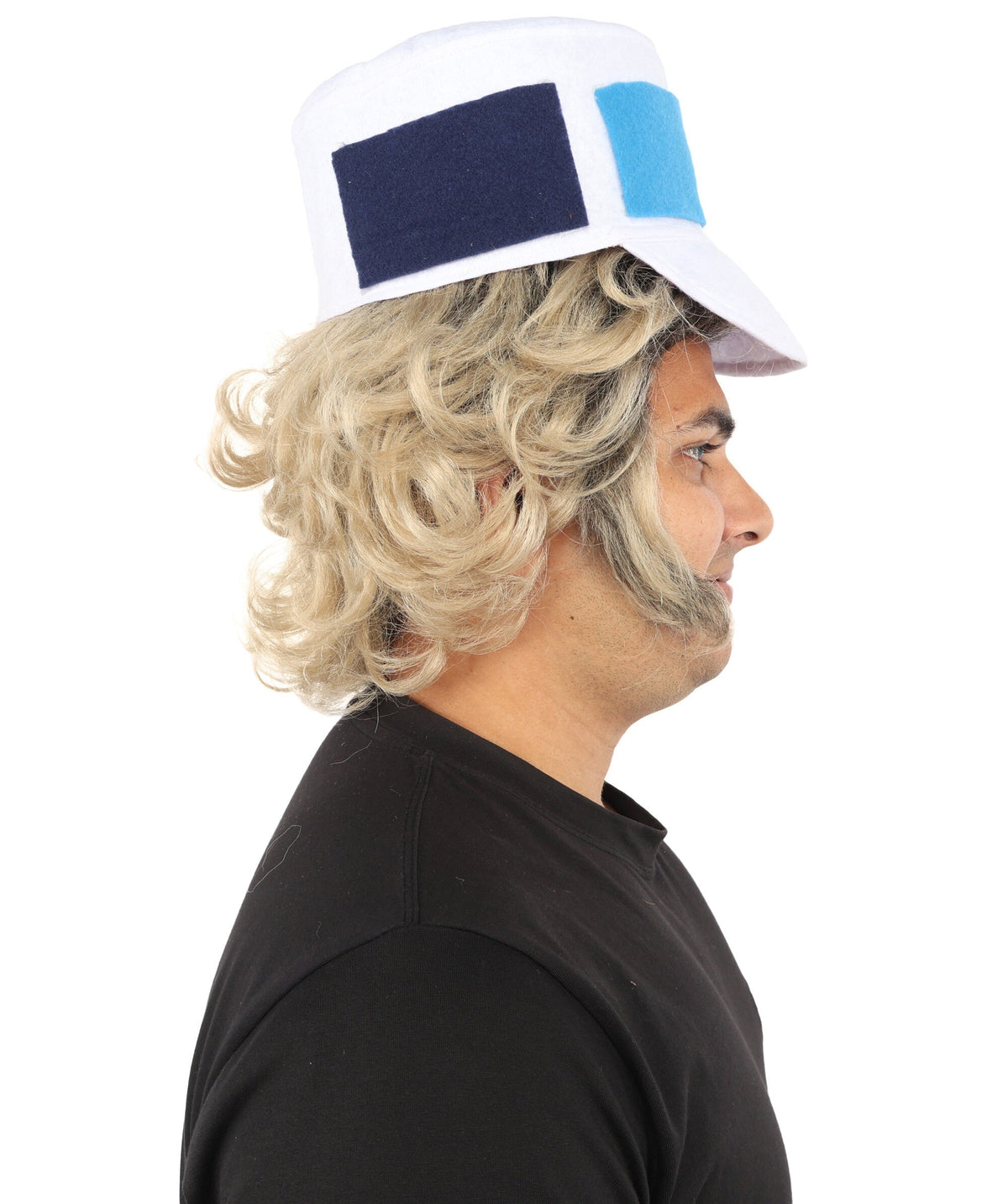 Anime-Inspired Blonde & Grey Mixed Wig with Sideburns | Synthetic Fiber Costume Accessory | Ideal for Halloween Cosplay and Themed Event!