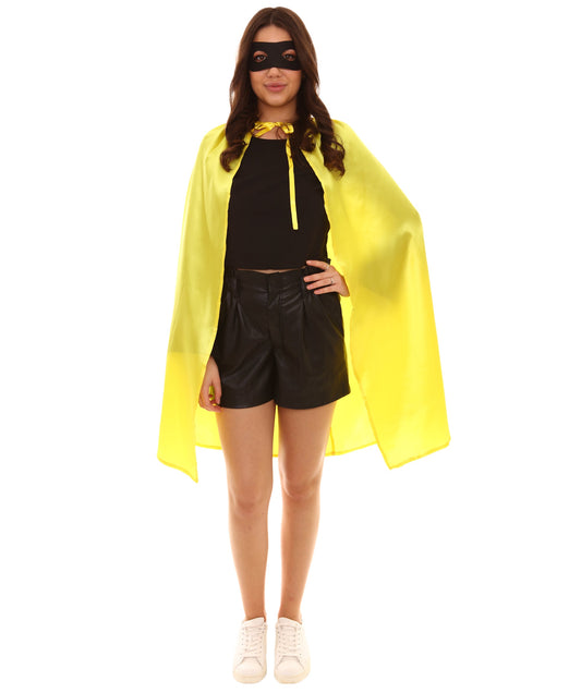 Yellow Superhero Cape with Mask Cartoon Costume