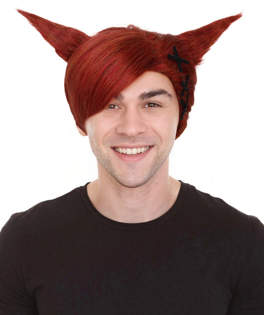 Men's Crystal Gurdian Crimson Horn Game Wig | Best for Halloween | Flame-retardant Synthetic Fiber
