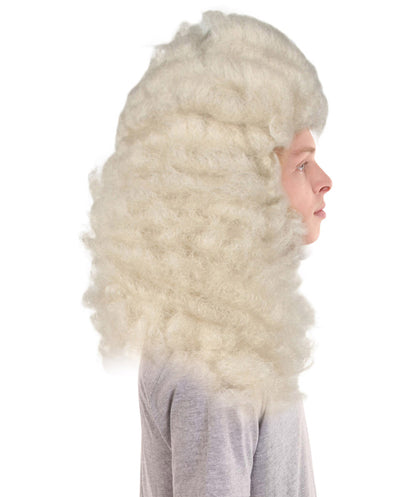 Colonial Judge Wavy Curly Long White Wig