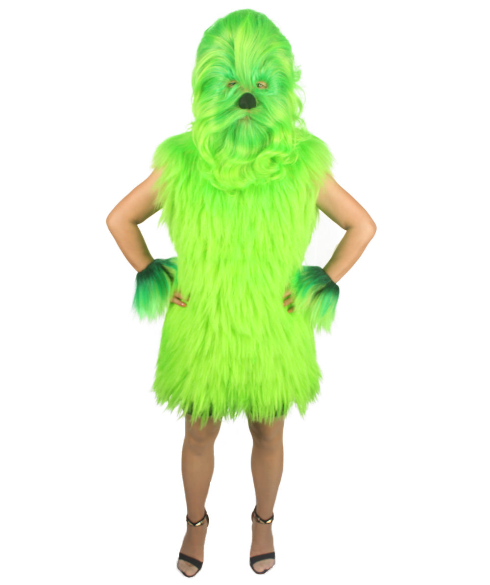 Green Hairy Warrior Ape Military Leader Costume