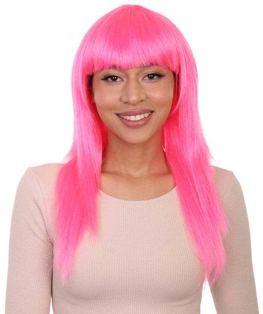 Classic Beauty Long Neon Pink Wig