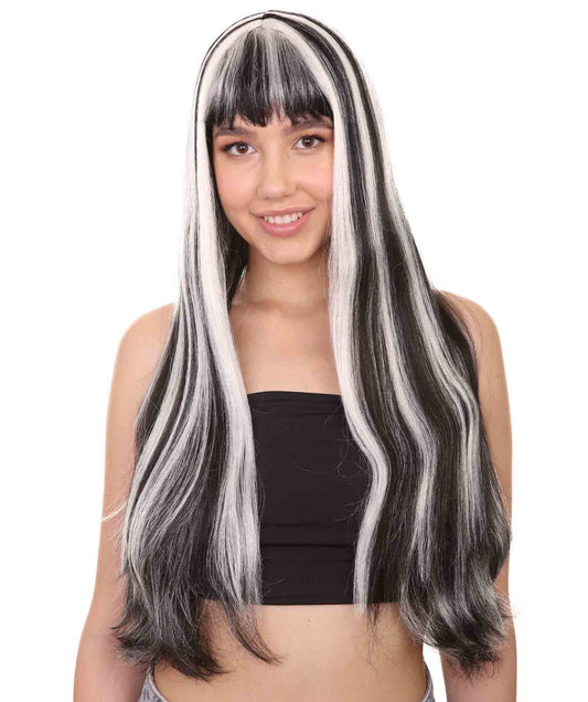 Monster Womens Wig , Two Toned Long Halloween Wig , Premium Breathable Capless Cap