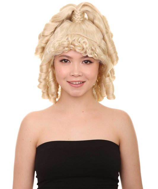 18th Century Colonial Lady Curly Blonde Historical Wig