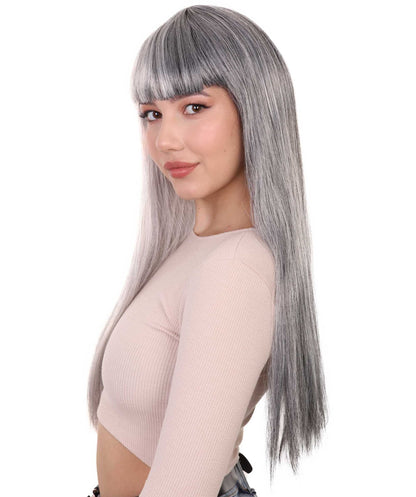 Grey & Mixed Grey Women's Two-Tone Long Straight Wig