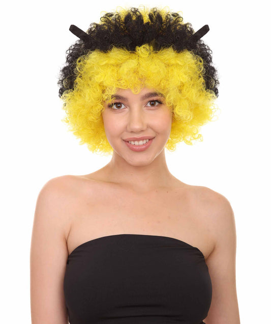 Bee Unisex Wig | Jumbo Super Size Afro Yellow Black Halloween Wig | Premium Breathable Capless Cap