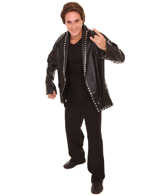 Men's PU Leather Jacket Costume | Black Fancy Costume