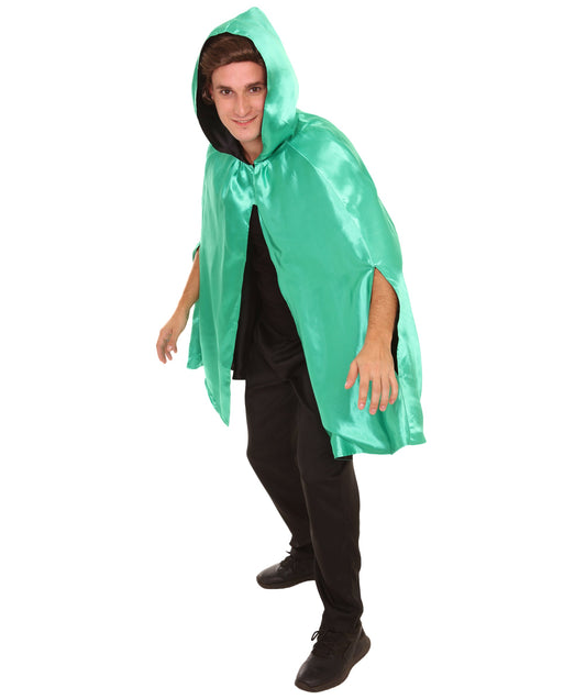 Green Reversible Hooded Short Cape Costume