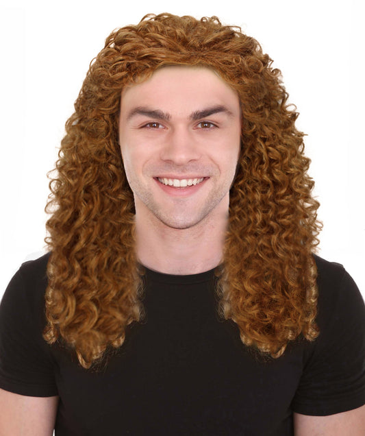 Men's American Actor Comedian Bright Red Curly Wig | Best for Halloween | Flame-retardant Synthetic Fiber