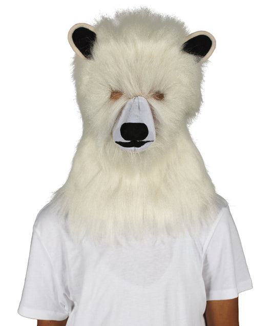 HPO White Polar Bear Wig with Mask - Long Synthetic Fibers | Premium Breathable Capless Cap