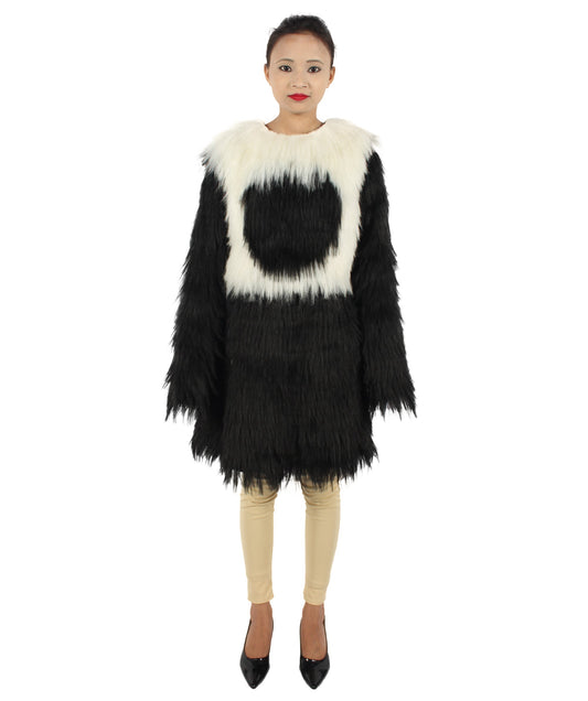 HPO Unisex White and Black Panda Costume - Long Synthetic Fibers.