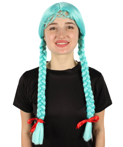 Light Blue Multiple Colors Option Long Braided Wig