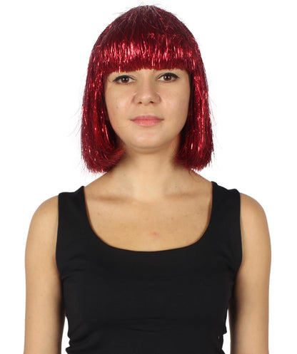 Red Bob Tinsel Wig