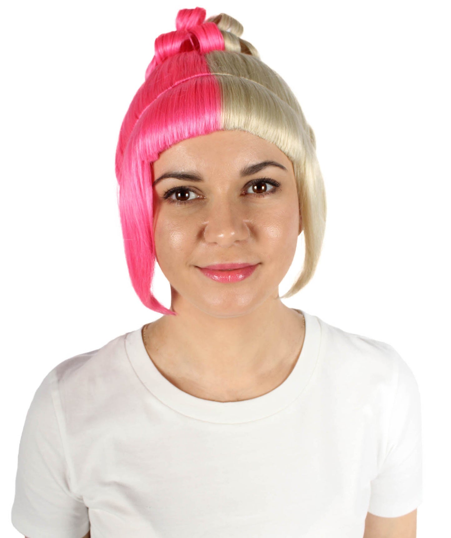 Blonde/Pink Animated Lucy Updo Wig
