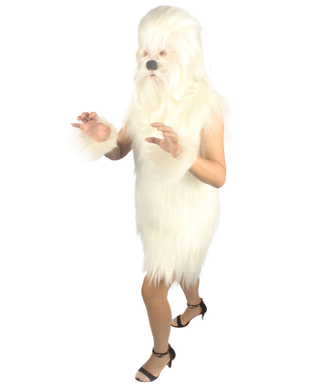 White Hairy Warrior Ape Military Leader Costume