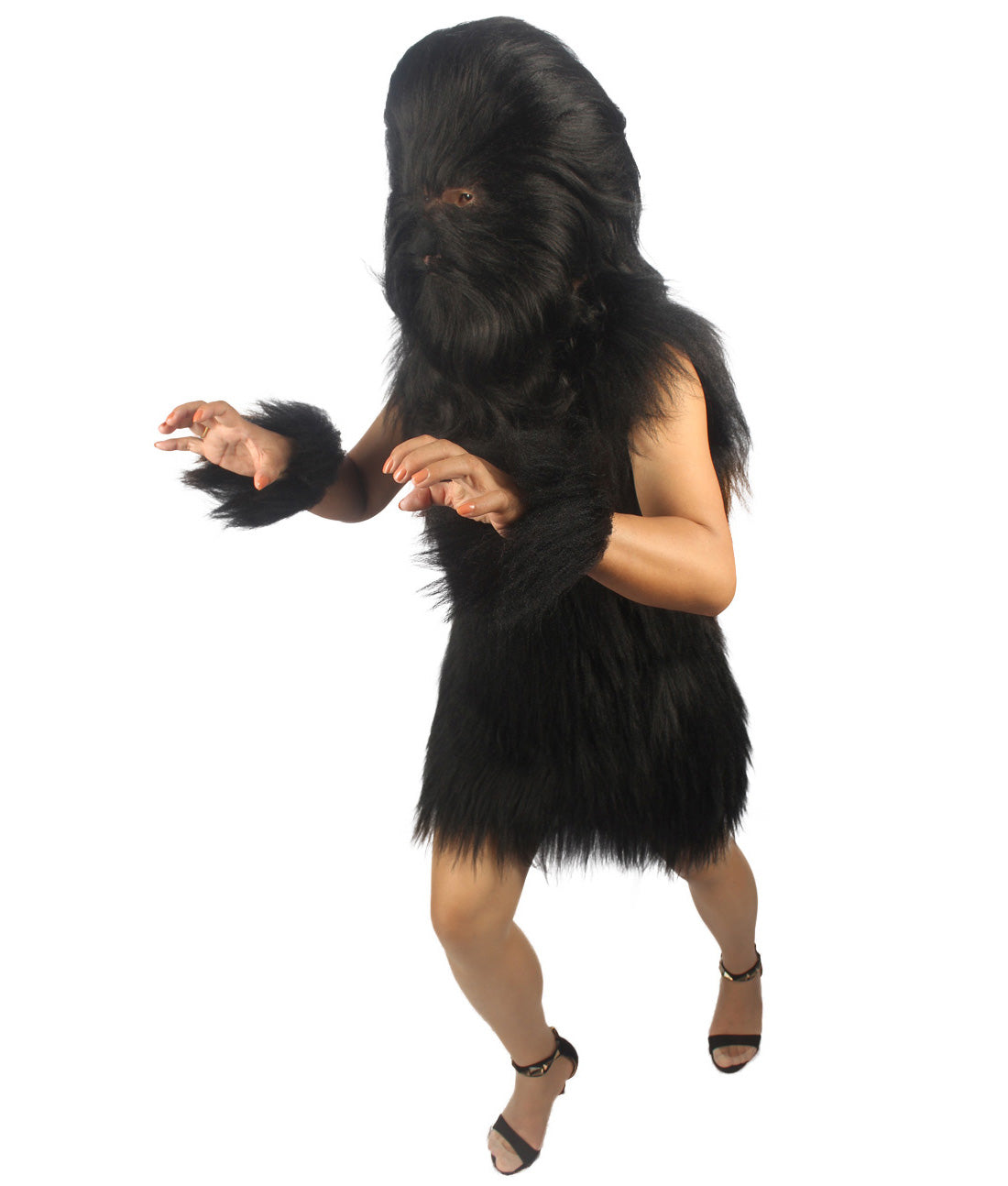 Black Hairy Warrior Ape Military Leader Costume