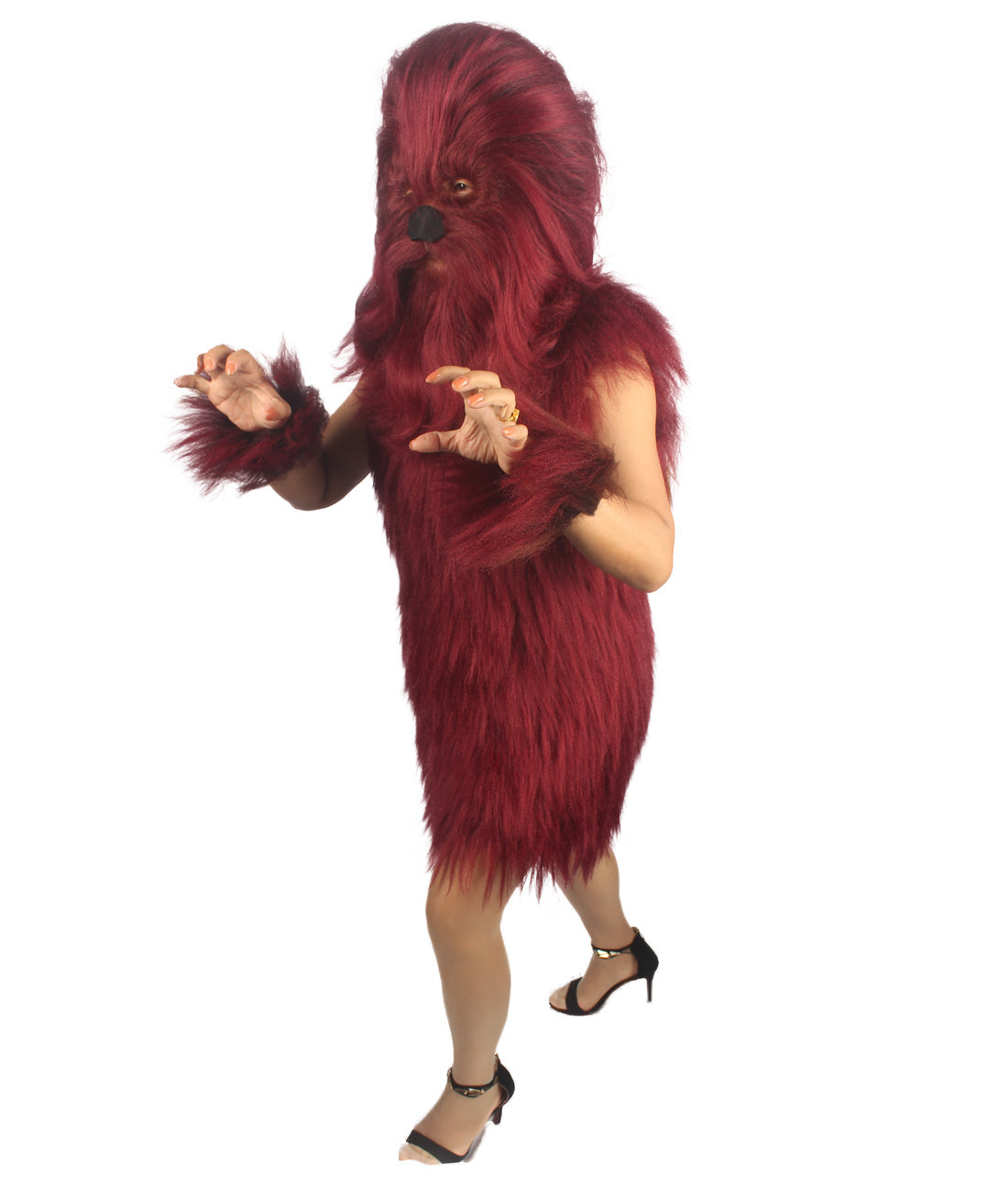 Burgundy Hairy Warrior Ape Military Leader Costume