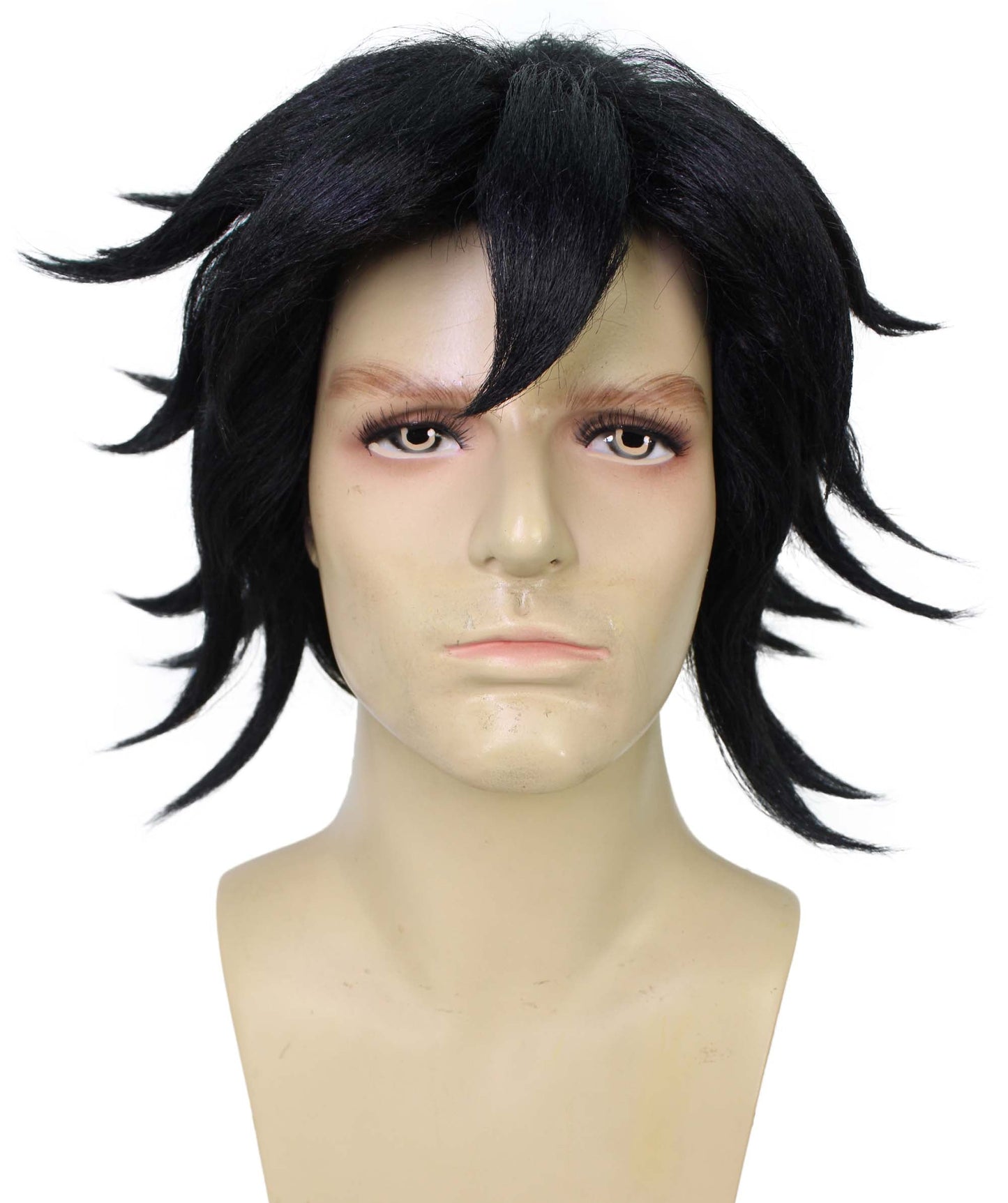 HPO  Men's Anime Demon Warrior Black Wig with Fringy Bangs