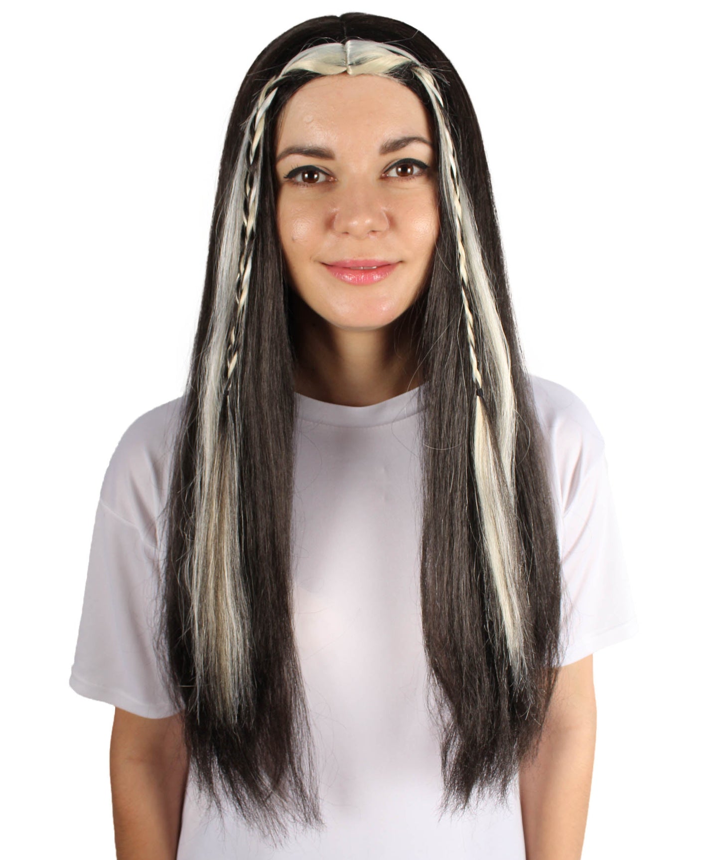 Women's K-pop Girl Group Singer Black & Blonde  Wig with Braided Streaks | Best for Halloween | Flame-retardant Synthetic Fiber