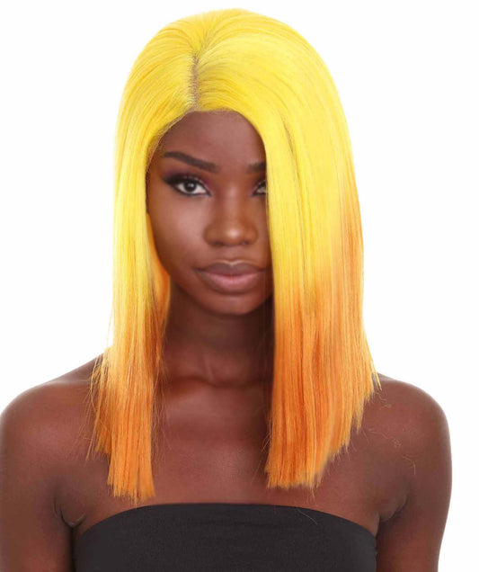 Womens Sunrise Shoulder Length 4x4 Lacefront - Dip Dye Synthetic Extra Bright Ombre Shoulder Length Bob - Lace Front Wig | Nunique