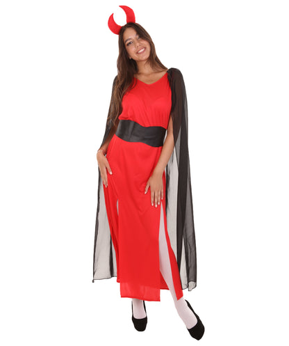 Women's Devil Fancy Dress Scary Costume | Red & Black Halloween Costume