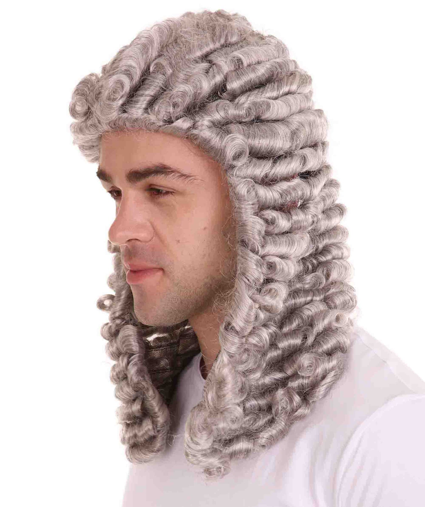 Curly Grey Historical Judge Wig