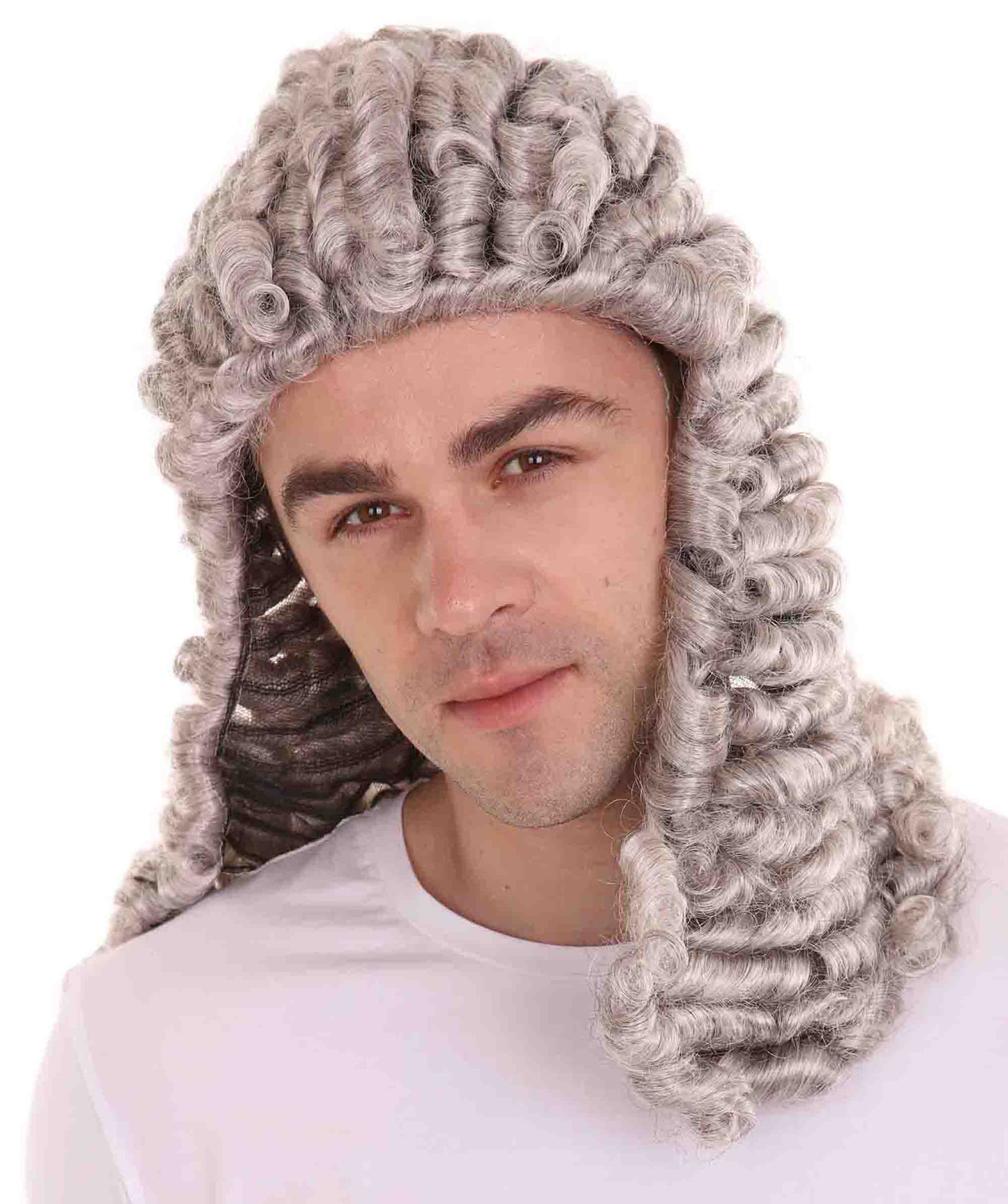 Curly Grey Historical Judge Wig