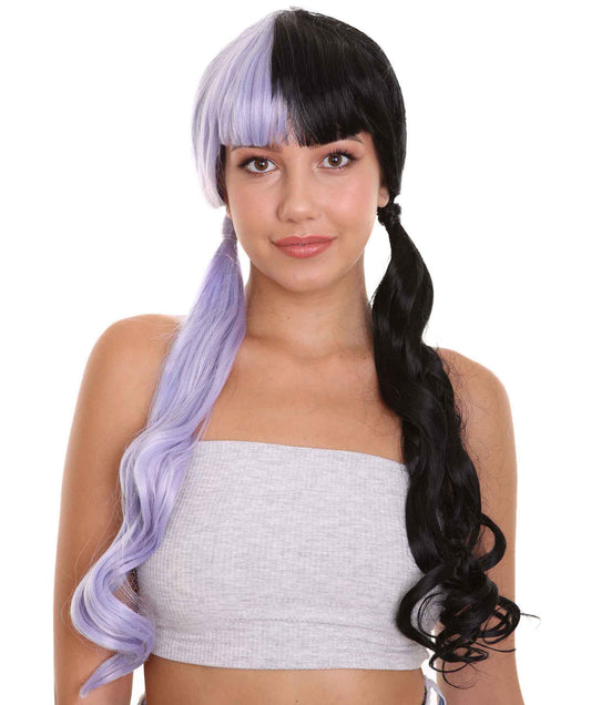 Lace Split Dye Low Pigtails in Lavendar Purple and Black - Fashion Wig | Nunique