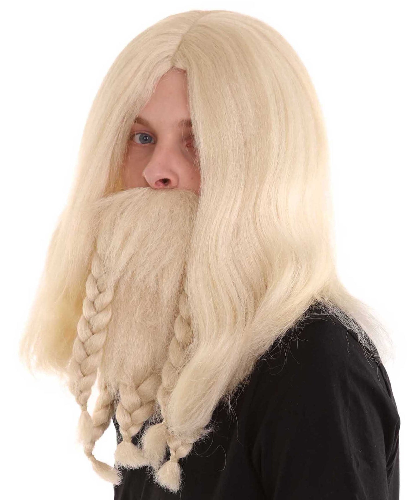 Blonde Grey Pirate Wig and Full Beard Set