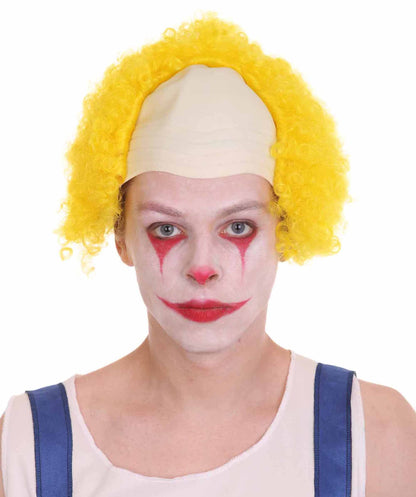 Yellow Unisex Scary Bald Clown Afro Wigs