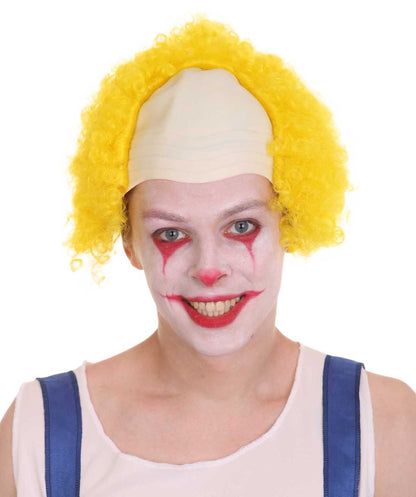 Yellow Unisex Scary Bald Clown Afro Wigs