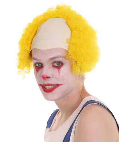 Yellow Unisex Scary Bald Clown Afro Wigs