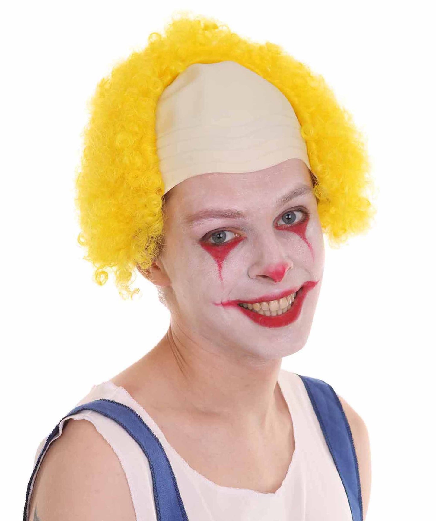 Yellow Unisex Scary Bald Clown Afro Wigs