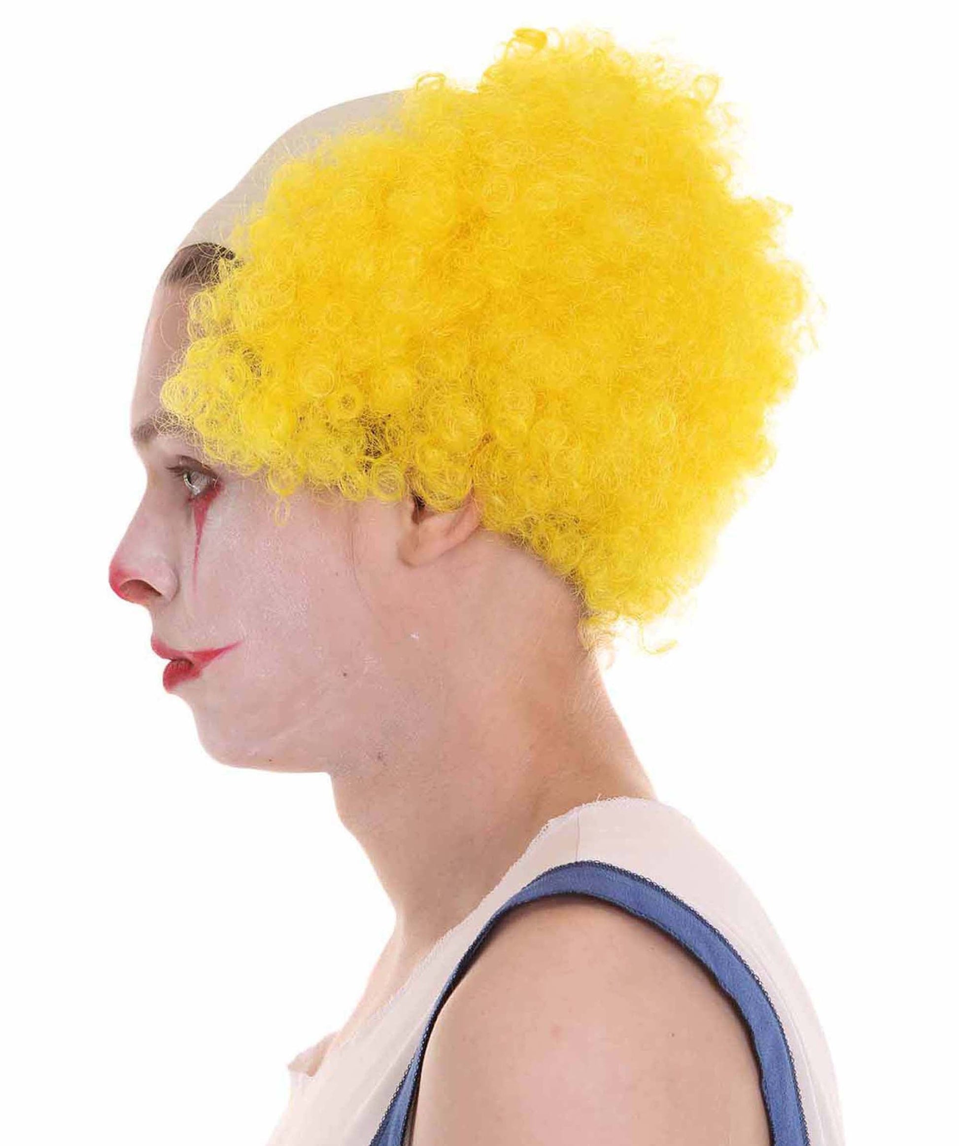 Yellow Unisex Scary Bald Clown Afro Wigs