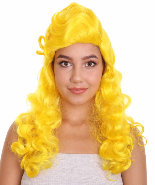 Women's Long Length Side Part Yellow Wavy Fancy Wig | Premium Breathable Capless Cap