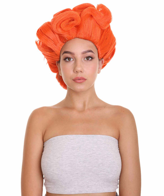 Womens Short Length Orange Straight Pinned Up Wig | Premium Breathable Capless Cap