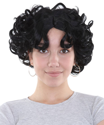 Womens Stylish Wig | Black Short Curly TV/Movie Wig | Premium Breathable Capless Cap