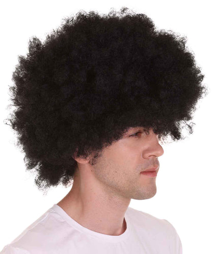 Men Disco Afro Wig | Jumbo Fancy Halloween Wig | Premium Breathable Capless Cap