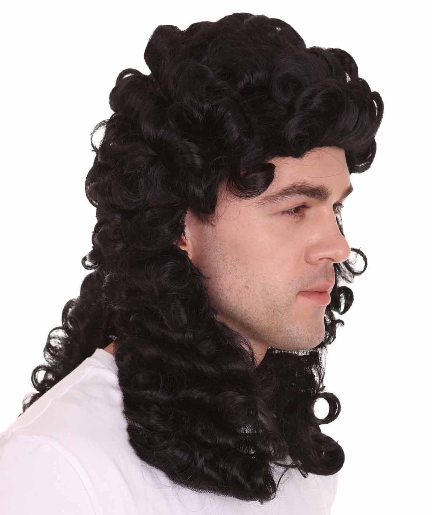 Colonial Curly Black Historical Wig