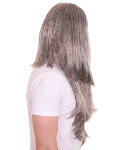 Long Wizard Wig and Beard Set | Grey Storybook & Fairytale Wigs | Premium Breathable Capless Cap