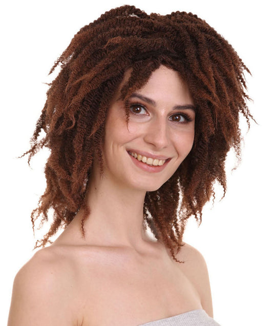 Short Brown Dreadlock Women's Wig | Party Ready Halloween Wig | Premium Breathable Capless Cap