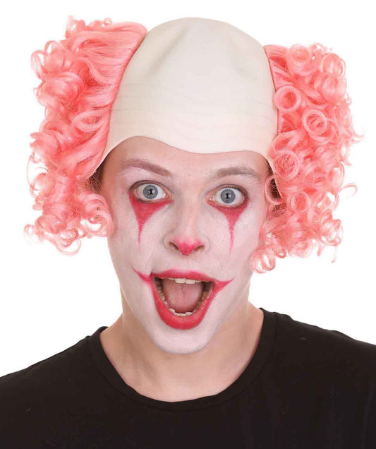 Light Pink Mens Scary Bald Clown Curly Wigs