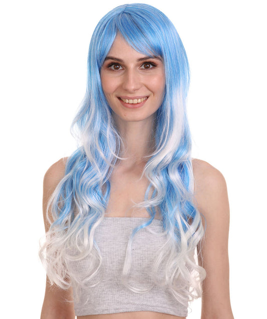 Long Blue and White Ombre Wig