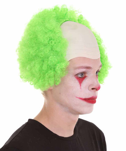 Green Unisex Scary Bald Clown Afro Wigs