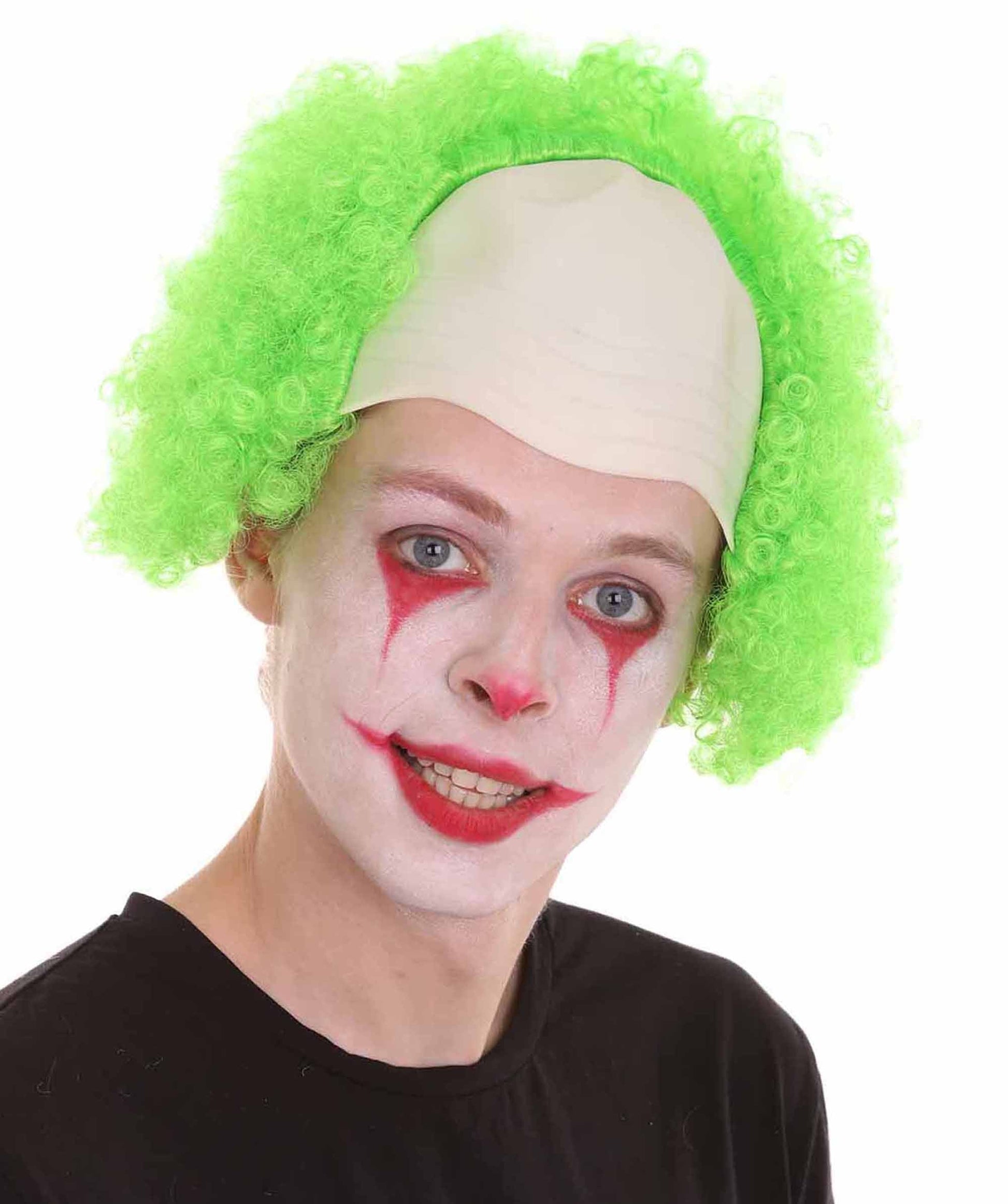 Green Unisex Scary Bald Clown Afro Wigs